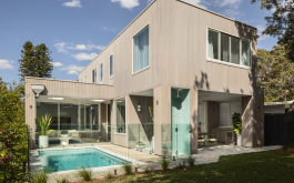 Rear garden facade of contemporary residential architecture in Balgowlah Sydney 