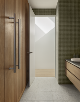 Timber bathroom cladding and interior detail in Balgowlah residential architecture and interiors project 