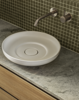 Ceramic basin and stone vanity detail in Balgowlah residential architecture 