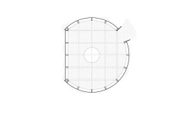 Plan drawing of circular architectural installation pavilion 
